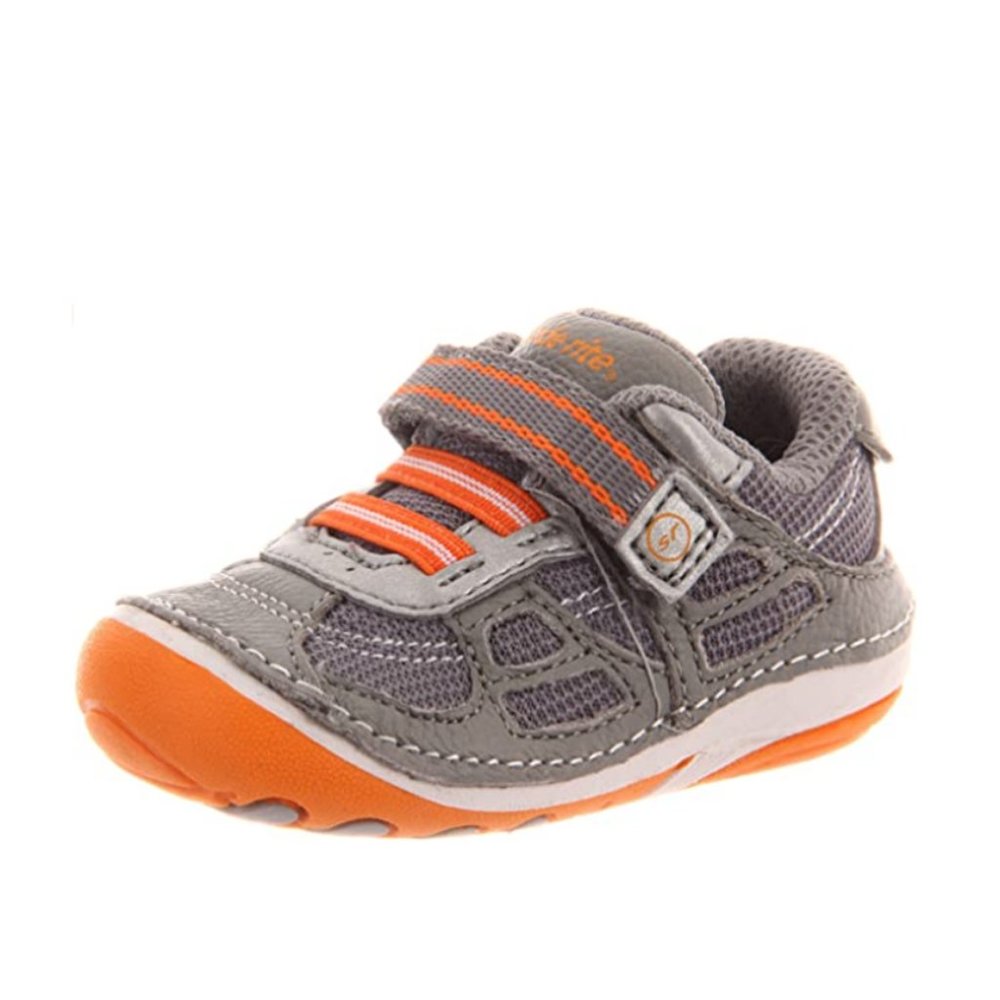 NEW Stride Rite Baby Soft Motion Conner Sneaker Grey Orange Walker First Step